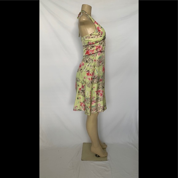 NWT ABS By Alan Schwartz Sz 8 Printed Halter Dress - Picture 3 of 8